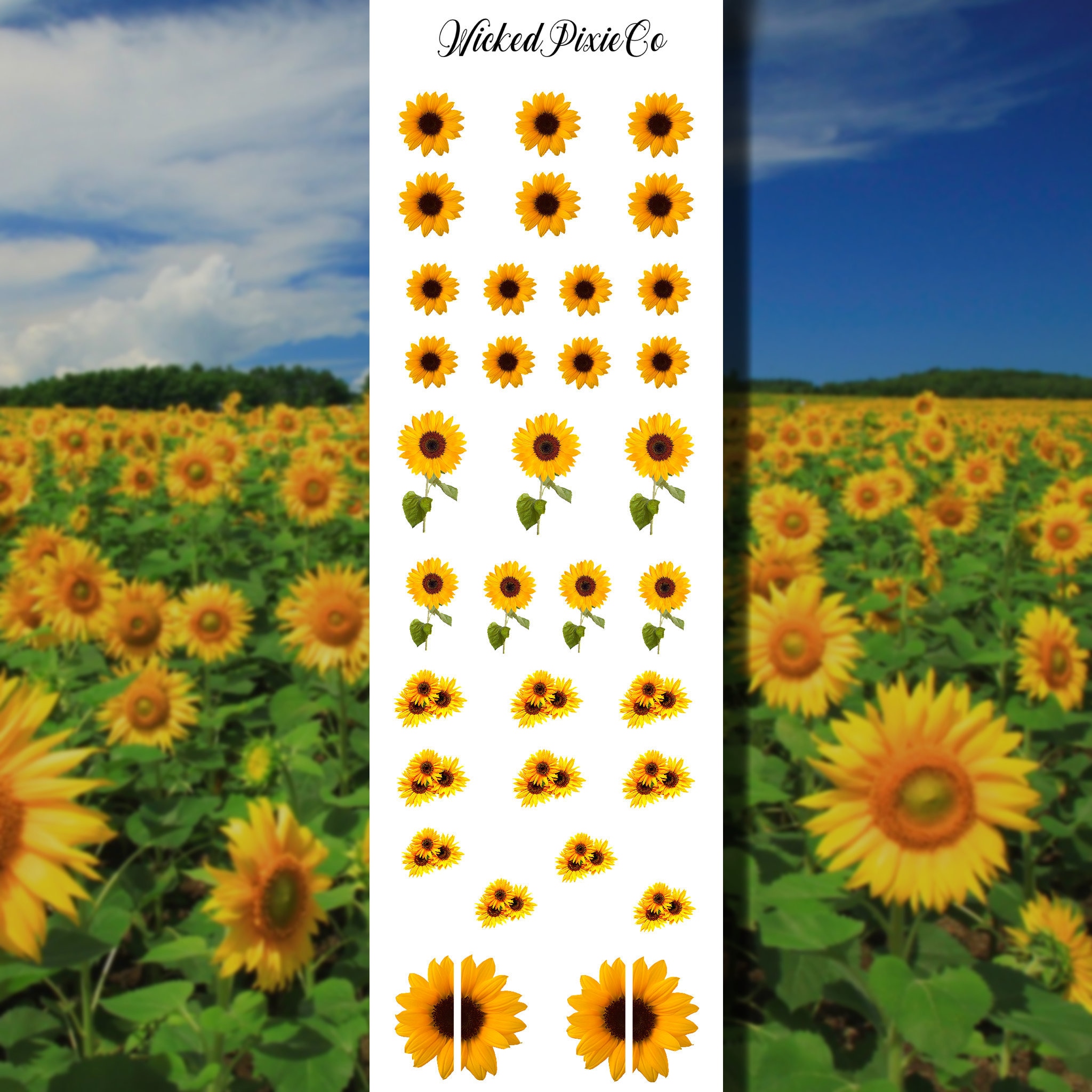 Yellow Sunflower Nail Decals for Acrylic and Press On Nail Art | Etsy