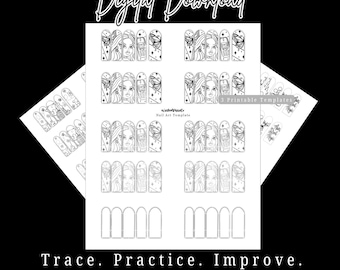 Plantilla para practicar arte de uñas / Imprimible para desarrollar habilidades de manicura (Descarga digital)
