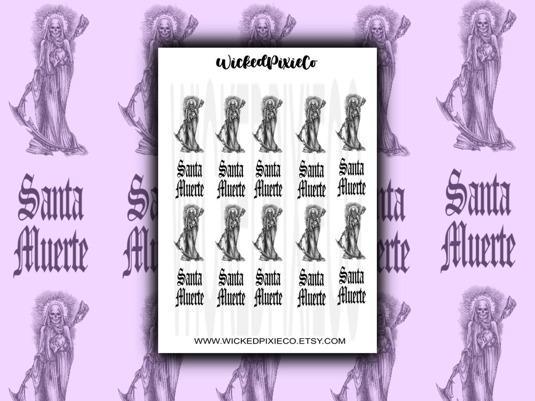 Santa Muerte Nail Art Decals Cute Halloween Nail Art for Natural Acrylic Gel or Press on Nails