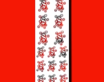 Airbrush Red & Black Dollar Sign Nail Decals