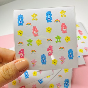 Adhesive Nail Stickers Cute 80s 90s Care Bears Easy Peel and Stick Nail Art