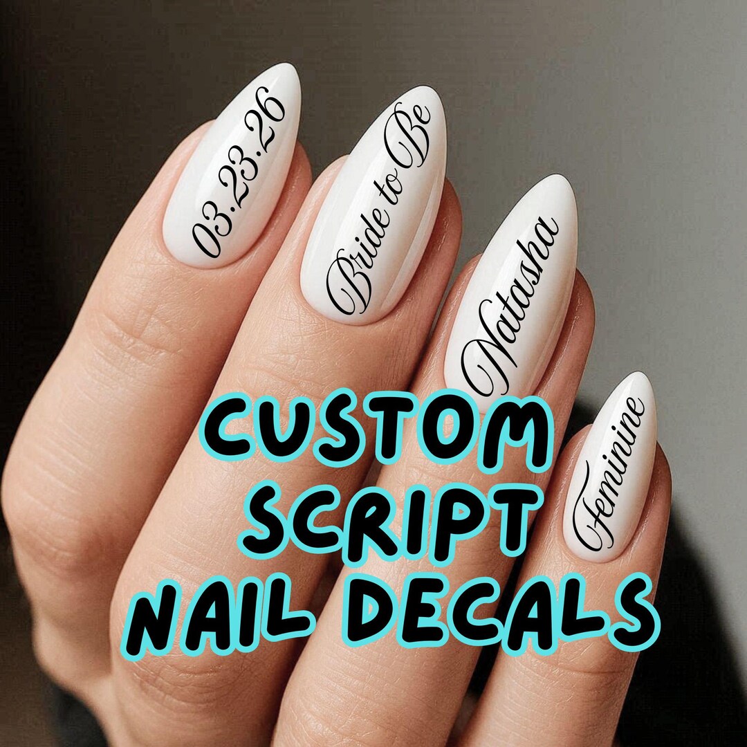 Custom Nail Decals, Script Calligraphy Personalized Name Date for Gel ...