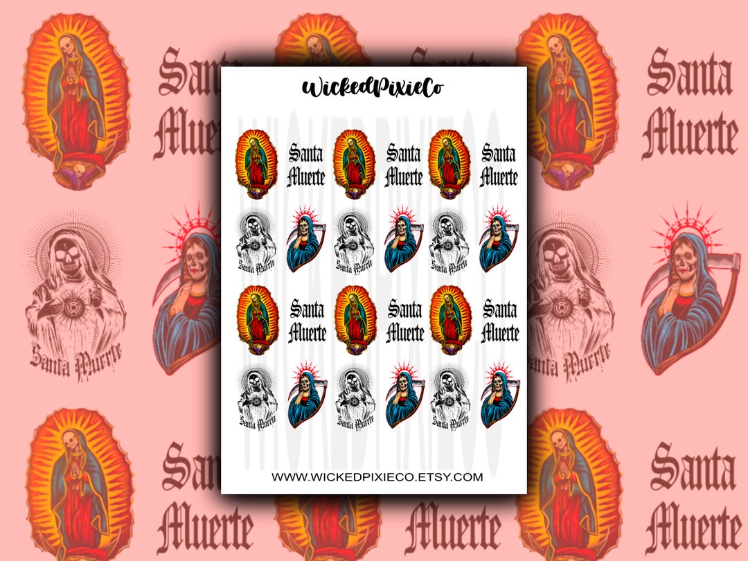 Santa Muerte Nail Art Decals Cute Halloween Nail Art for Natural Acrylic Gel or Press on Nails