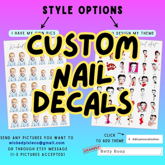 Nail Art Decals Custom Personalized Waterslide Nail Art for Nail Techs & DIY Manicures Short and Long Any Picture Any Design