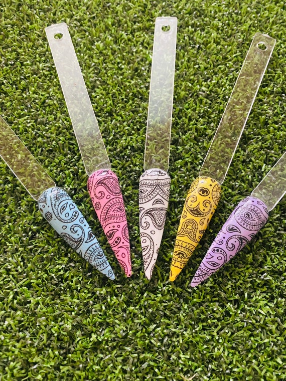 Bandana Print Waterslide Nail Decals: Black & Clear Nail Wraps