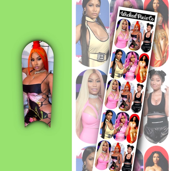 Nicki Nail Art Decals Female Music Design for Natural Acrylic Gelx or Press on Supplies Cute Nail Art Accessories Nail Tech Gift