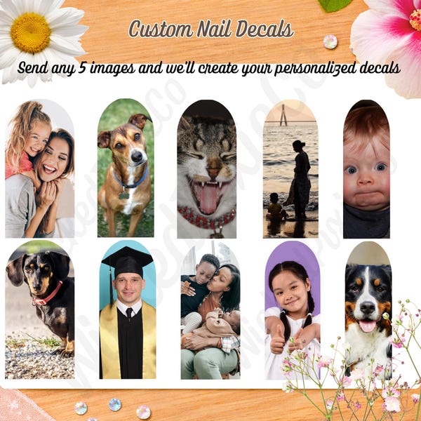 Custom Waterslide Nail Decals: Personalized Photo & Theme Nail Art
