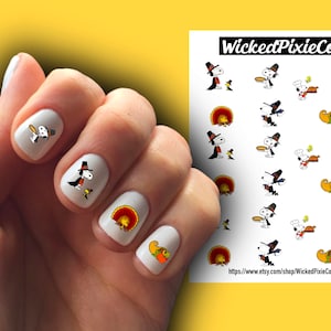 Fall Nail Art Waterslide Decals: Thanksgiving Snoopy Designs