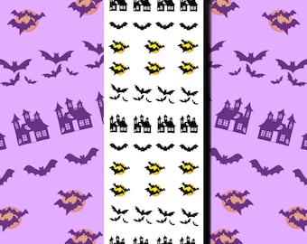 Nail Art Decals Spooky Bats and Haunted Houses Nail Decals: Halloween Nail Art