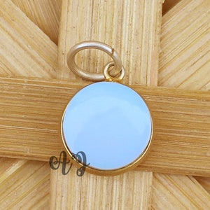Opalite Quartz Round Both Side Flat Smooth 925 Sterling Silver Gold Plated Bezel Pendant-Opalite Round Opalite Pendant Opalite Gemstone