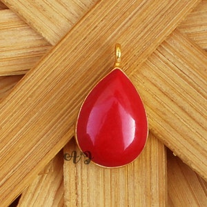 Beautiful Red Coral Pendant. 925 Silver Pendant. Handmade Jewelry. Red Coral Pear Jewelry Gift For Her Mother. Red Coral Gemstone Pendant.