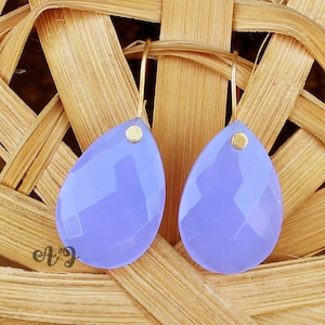 Lavender Hydro Quartz Pear Earrings. 925 Silver Earrings. Handmade Earrings For Wedding Anniversary Gift. Lavender Stone Earrings For Women.