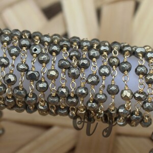 Natürliche Pyrit 3-4mm Rondelle Facettiert Perlen Vergoldet Rosenkranz Kette-Handwerk Liefert Schönheit Schmuck Herstellung Perlen Zubehör Ketten