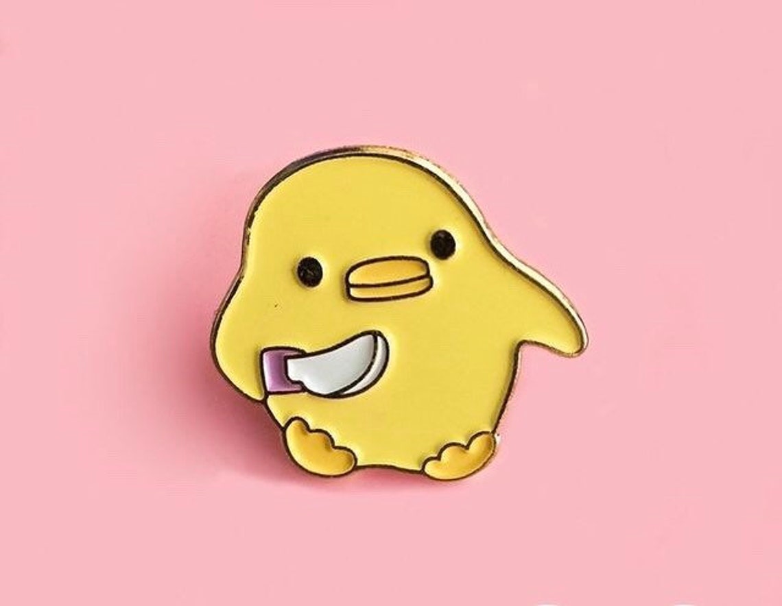 Little Yellow Duck With Knife Enamel Pin/badge Etsy