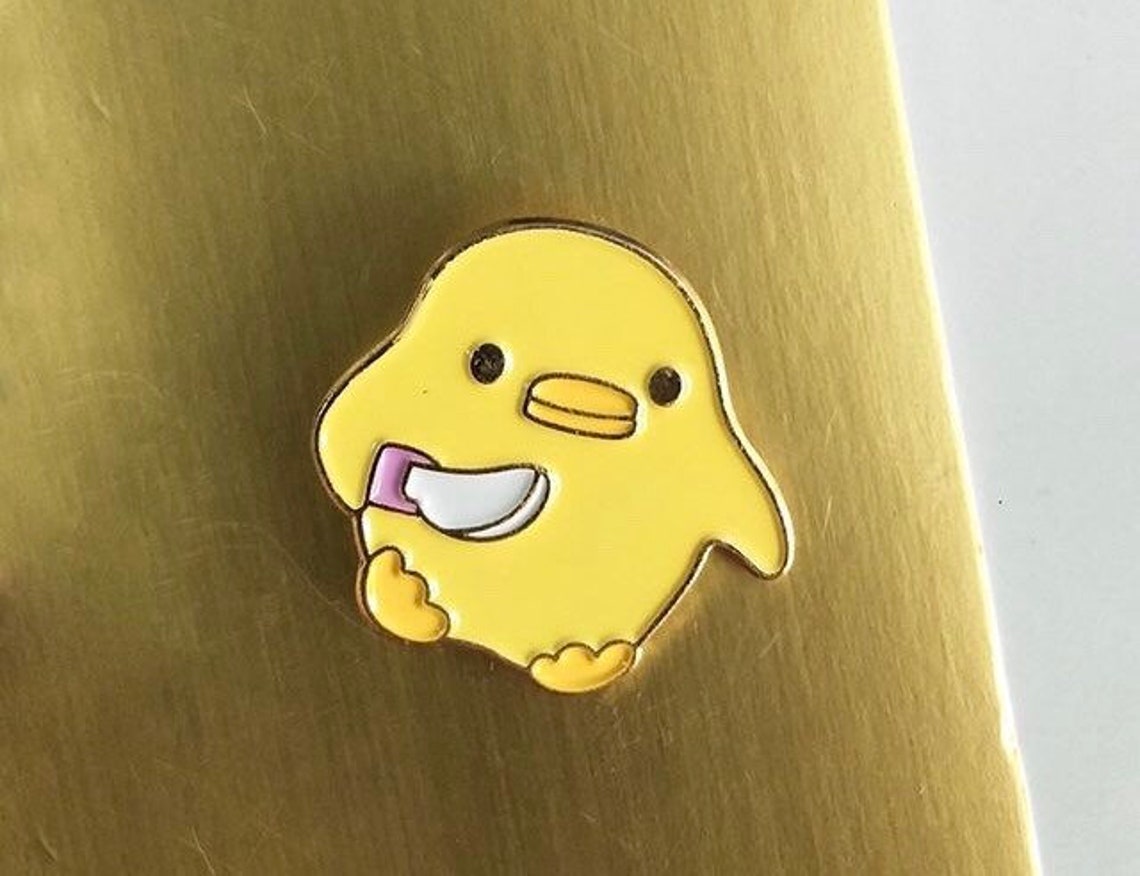 Little Yellow Duck With Knife Enamel Pin/badge Etsy