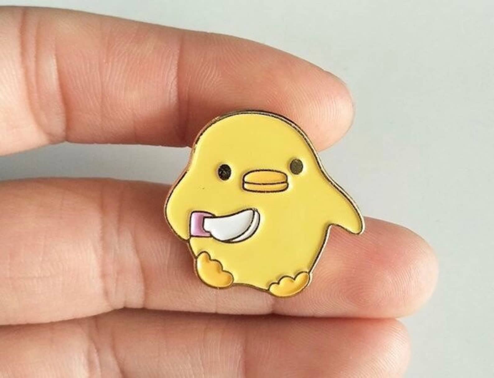 Little Yellow Duck With Knife Enamel Pin/badge Etsy