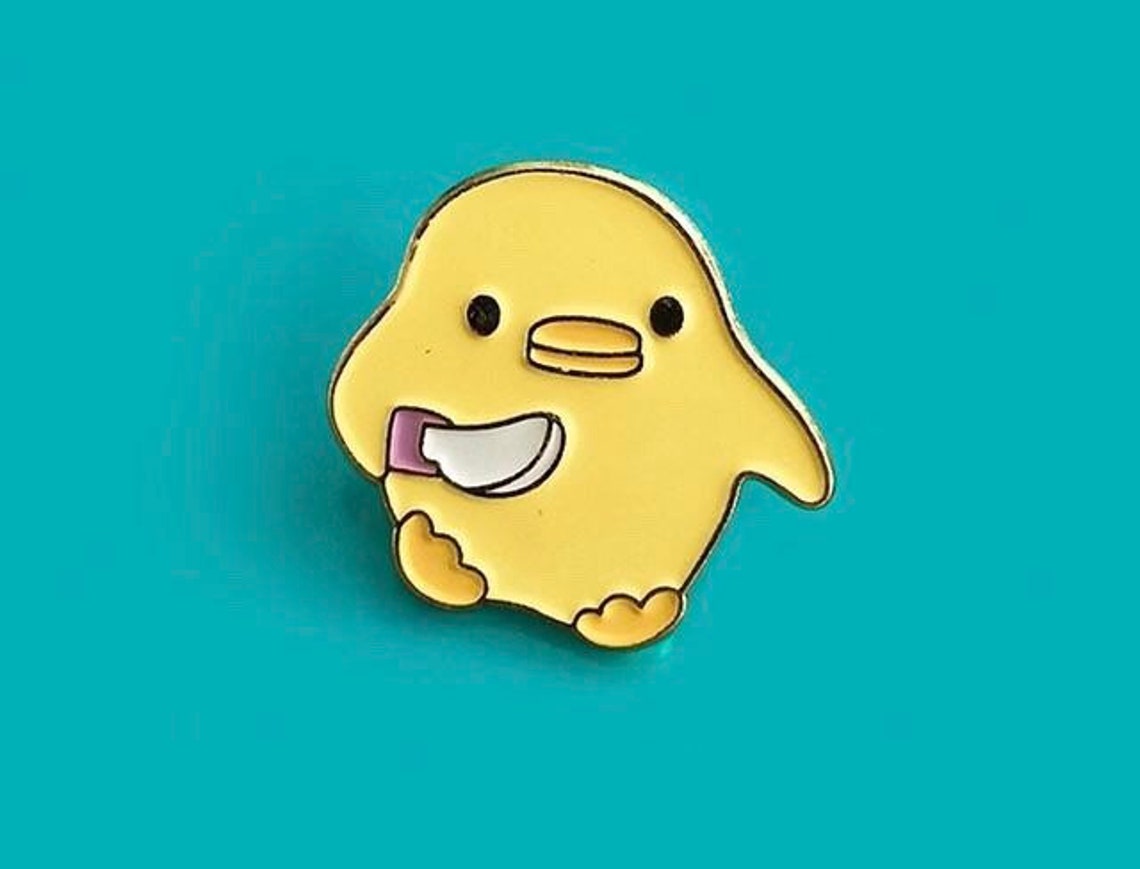 Little Yellow Duck With Knife Enamel Pin/badge Etsy