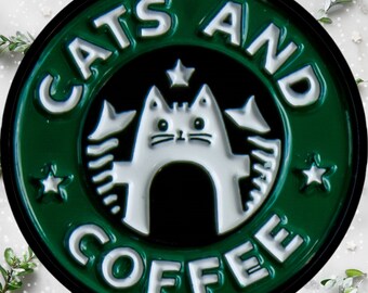 Cute cats & coffee pin