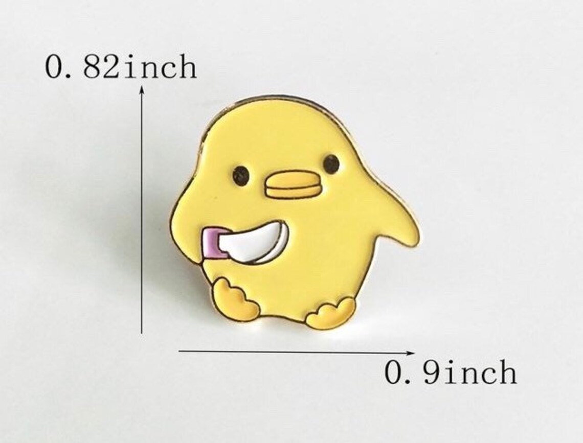 Little Yellow Duck With Knife Enamel Pin/badge Etsy