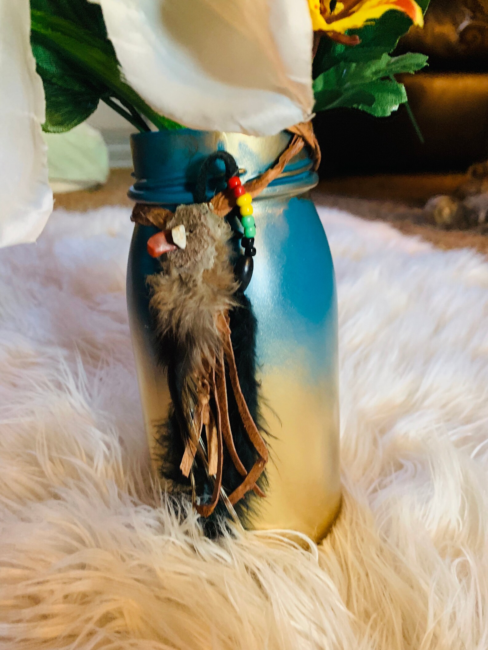 Boho Vase and flower arrangement Etsy