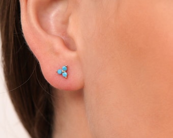 Dainty Turquoise Flower Stud Earrings | Turquoise Blue Studs | Turquoise Earrings | Turquoise Dainty Earrings | Minimalist Earrings