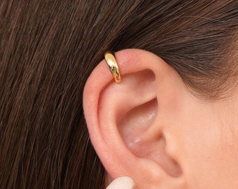 Band Ear Conch Cuff, Earring No Piercing is Needed, Fake Conch Piercing, Ear Cuff, Earring No Piercing Required, Gold Ear Cuff, Gift for Her