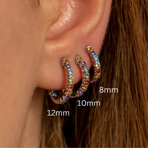 Multicolored Rainbow hoop earrings, PERIMADE Rainbow LGBTQ Pride Earrings, Eye-Catching hoop earrings, Rainbow Earrings, best friend gift
