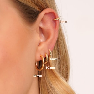 Boucles d'oreilles Huggie arrondies en argent, Créoles Huggie simples classiques, Boucles d'oreilles Huggie Huggie épaisses en argent sterling, Créoles en argent de tous les jours