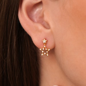 CZ Star Stud Earrings: 18k Gold Sterling Silver Dainty Jewelry