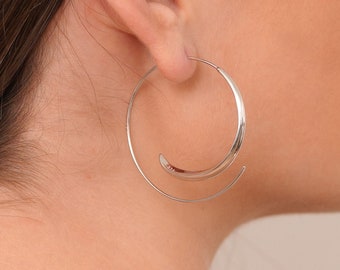 Minimalist Spiral Hoops Earring, Sterling Silver Spiral Hoop, Spiral of Life Hoops, Spiral Earrings, Gold Hoop Earring, Gift for Bridesmaids