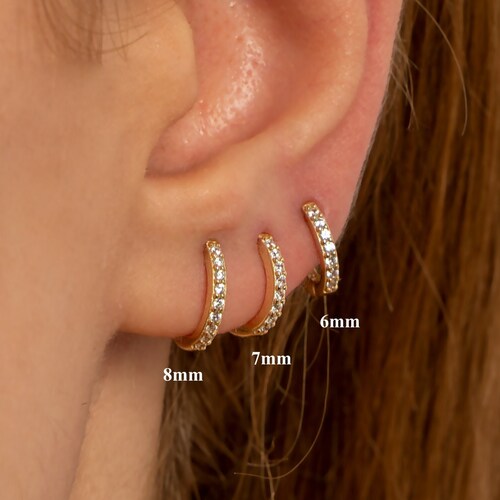 Gold Huggie Hoop Earrings Second Hole Hoops Cartilage Hoop Etsy