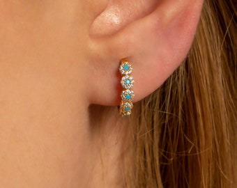 Turquoise Cartilage Hoop Earrings | tragus earrings | Everyday Gold Hoops | tiny hoop earrings | cartilage hoop earrings | helix hoop