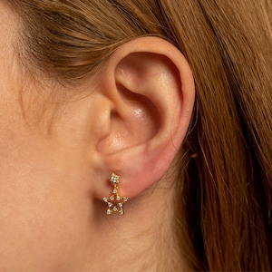 Minimalist Star Stud Earrings | 18k Gold Plated Sterling Silver, CZ Diamond