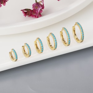 Silver Huggie Hoop Earrings, Turquoise Hoops, Cartilage Hoop, Gold Tiny Hoop Earrings, Black Earrings, Emerald Earrings , White CZ Hoops