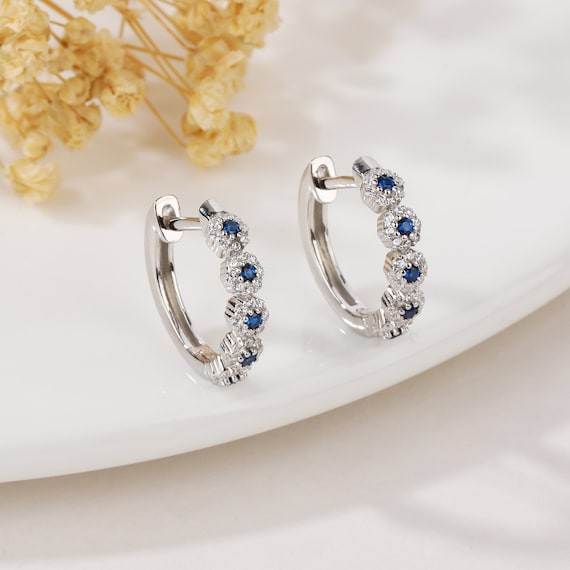 Blue CZ hoop earrings Blue CZ hoop earrings