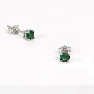 Tiny Emerald Stud Earrings, Emerald Stone Dainty Earrings, Birthstone Stud Earrings, Gold Small  Minimalist Stud Earrings, Gifts for Her