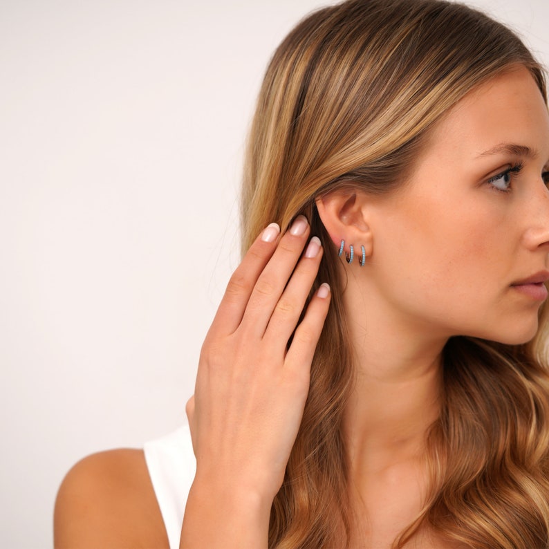 Turquoise Silver Hoop Earrings