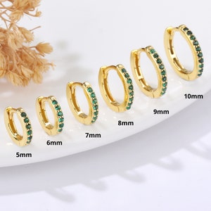 Emerald Hoop Earrings | Simple everyday earrings | Emerald earrings | Emerald Cartilage Huggie Hoop Earrings |Minimalist earrings