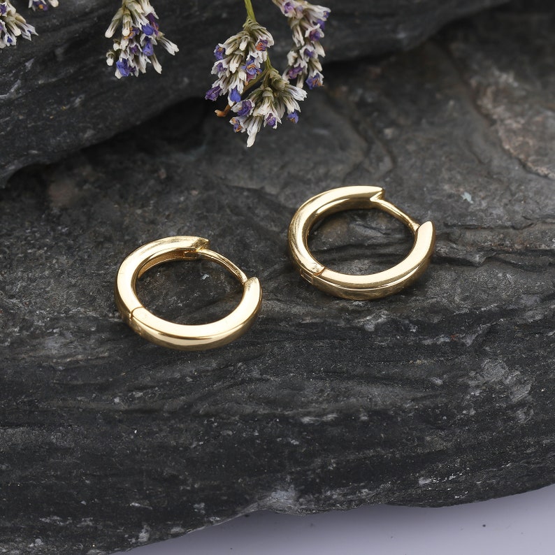 Gold Huggie Hoop Earrings Second Hole Hoops Cartilage Hoop Etsy