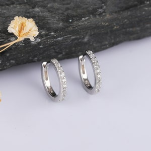 CZ Gold Huggie Hoop Earrings, Gold conch hoop,  Dainty pave zirconia hoops, Dainty & Minimalist Pave CZ Huggie Hoop Earrings, Gift for her
