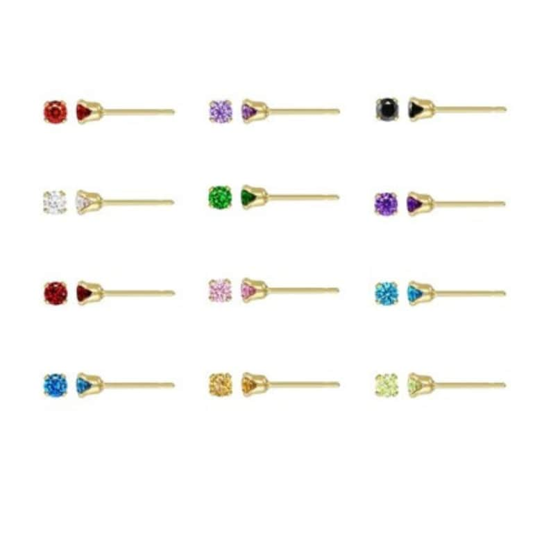 Silver Birthstone Stud Earrings