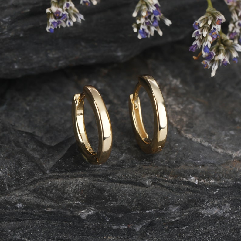 Gold Huggie Hoop Earrings Second Hole Hoops Cartilage Hoop Etsy