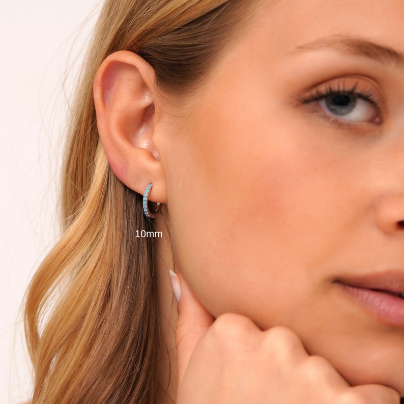Turquoise Gemstone Huggie Hoop Earrings