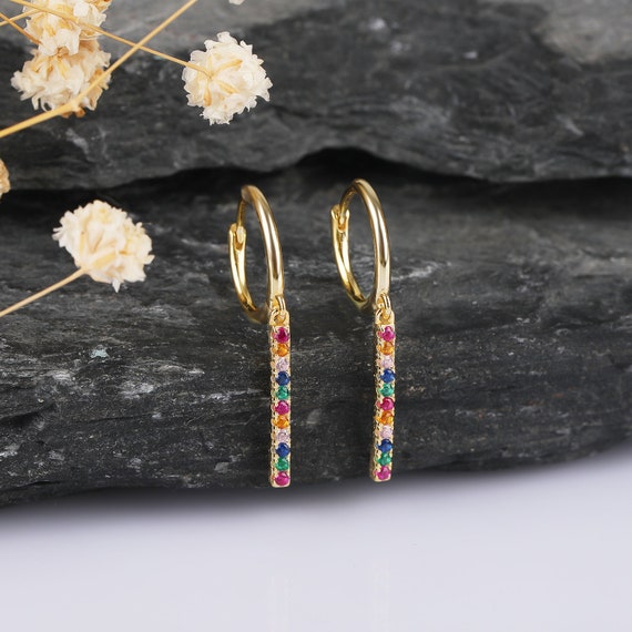Rainbow pave earrings discount
