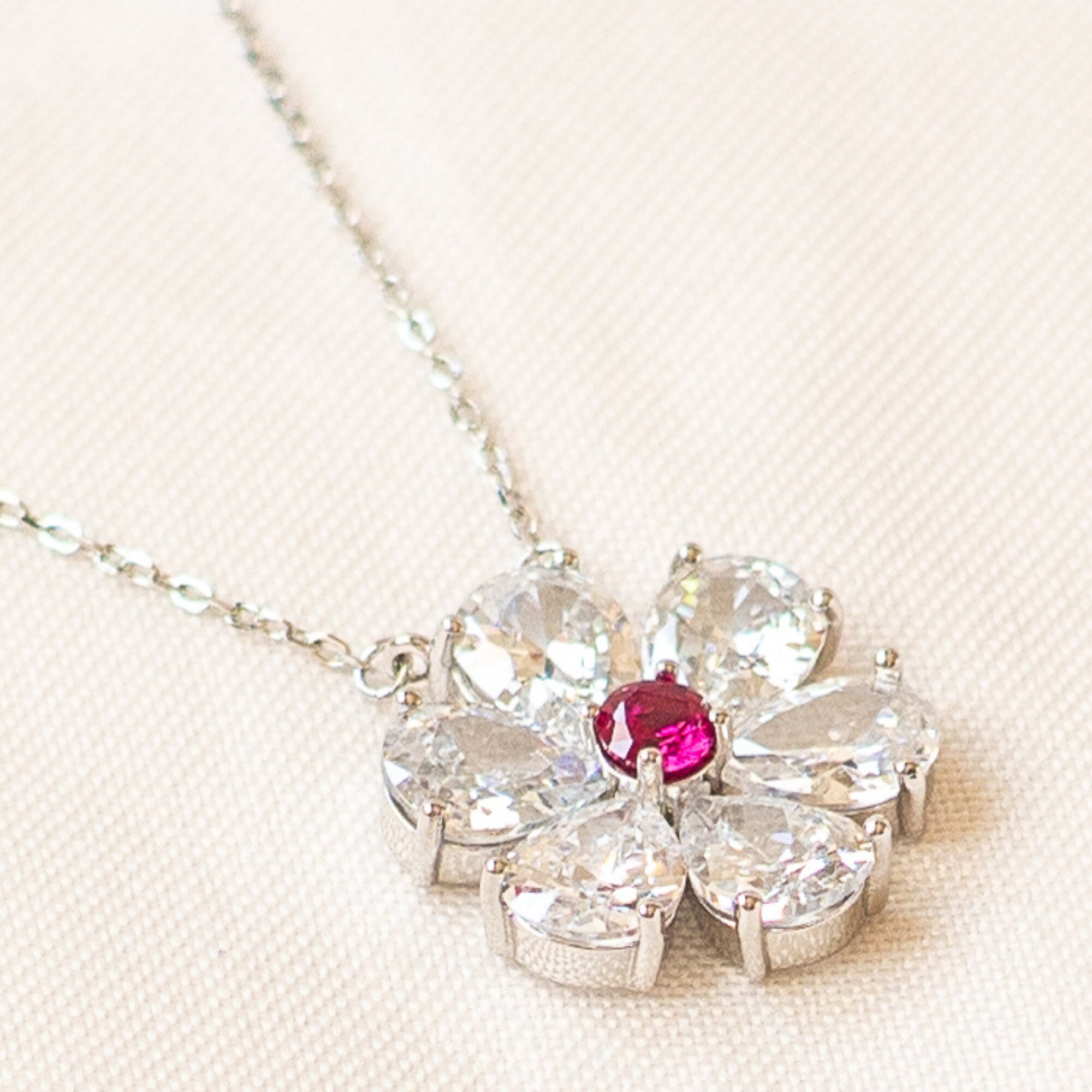 Dainty Flower Necklace | CZ Flower Necklace | Flower Jewelry | Dainty Necklace | Good Luck Necklace | Elegant Necklace | CZ Clover Pendant