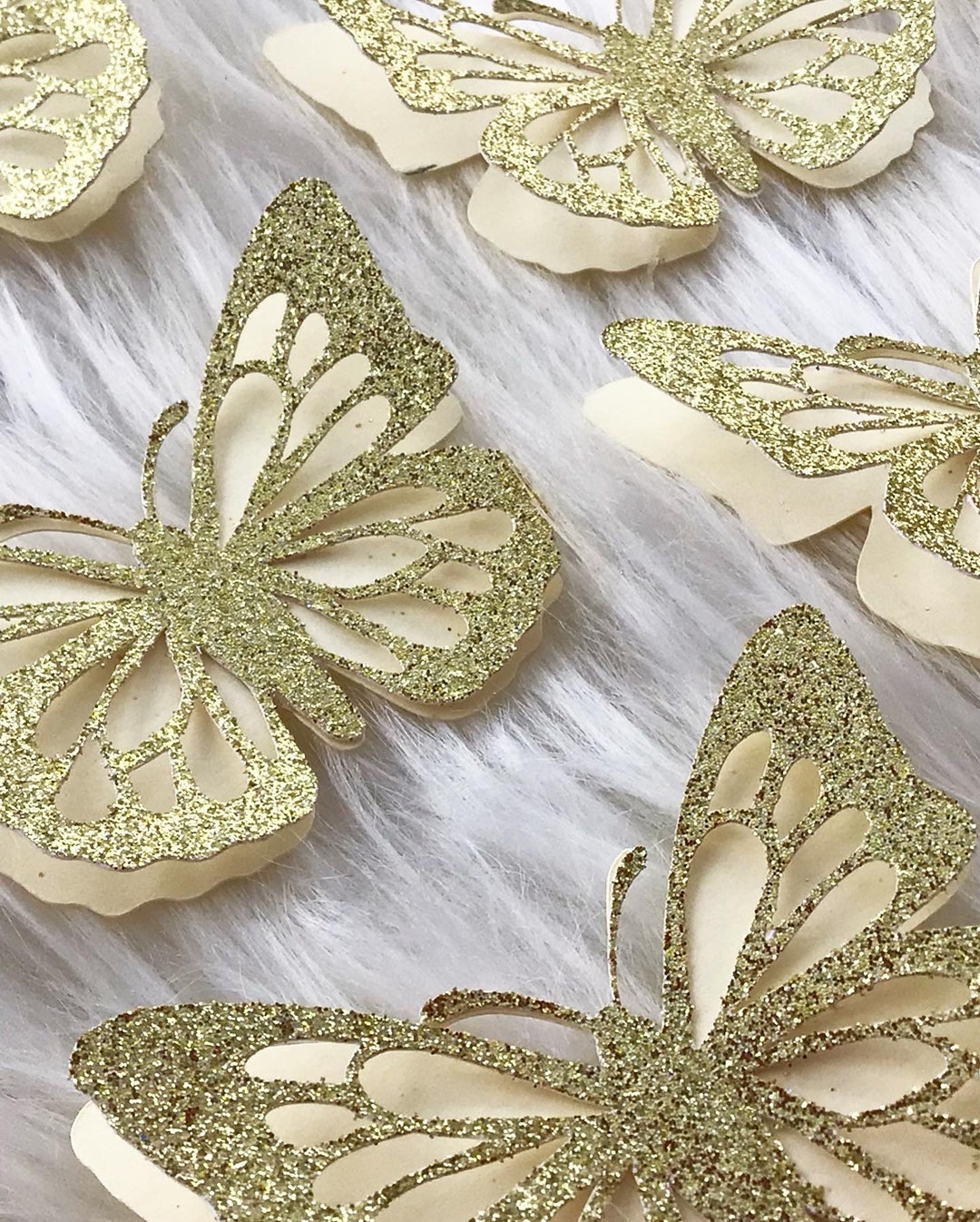 Inch 3D Gold Glitter Paper Butterflies, Graduation Cap, Party Decor