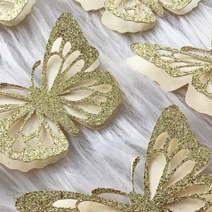 Inch 3D Gold Glitter Paper Butterflies, Graduation Cap, Party Decor,  Cake Decor,  Wedding, Baby Showers