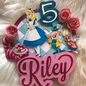 25pcs Alice In Wonderland Theme Birthday Party Supplies, Alice Cake  Decorations with 1pcs Cake Topper, 24pcs Cupcake Toppers for Kids Alice In