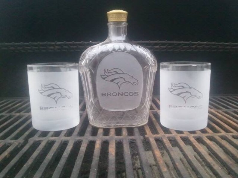 Personalized Denver Broncos Gift Broncos Liquor Decanter Set Etsy