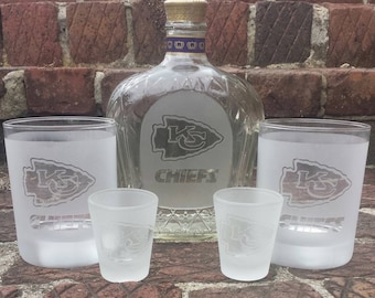 Personalized Kansas City Chiefs Gift | KC Chiefs Liquor set | Kansas City Chiefs Gift for him |  KC Chief whiskey glass gift set | Chiefs  |